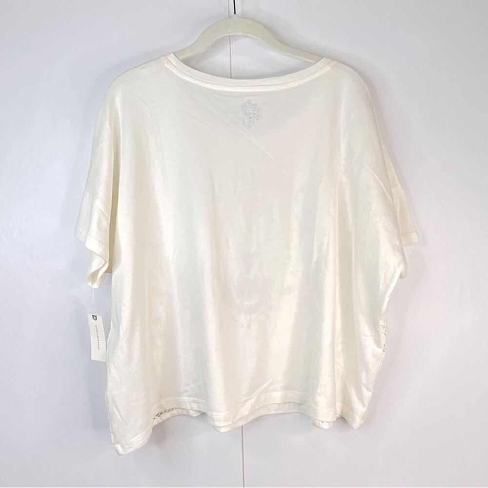 Pilcro Leopard Print Graphic Tee Crochet Details Crew Neck Short Sleeves Size XL - Picture 5 of 14